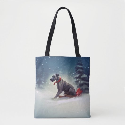 Great Dane Weihnachtsschnee Winter Tasche (Vorderseite)