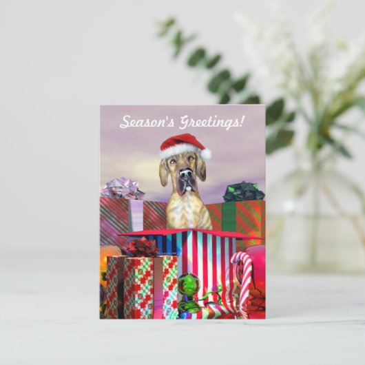 Great Dane Weihnachtsüberraschung Brindle UC Einladung (Stehend Vorderseite)