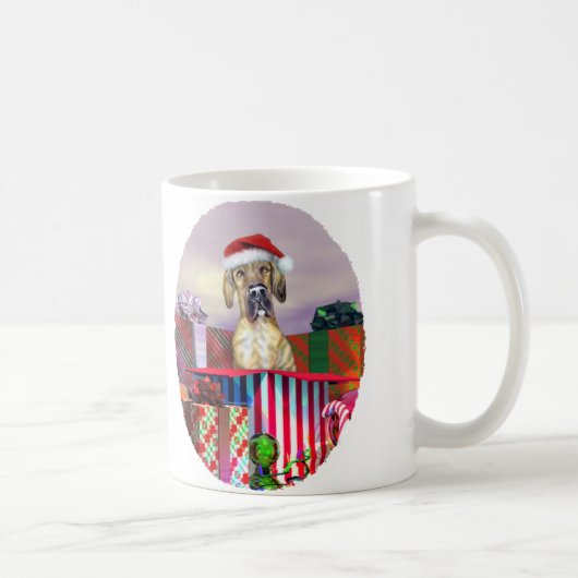 Great Dane Weihnachtsüberraschung Brindle UC Kaffeetasse (Rechts)