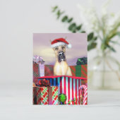 Great Dane Weihnachtsüberraschung Fawn Feiertagspostkarte (Stehend Vorderseite)