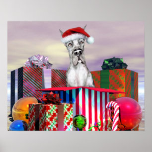 Great Dane Weihnachtsüberraschung Merle Poster