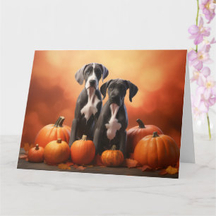 Great Dane Welpe Herbstfreude Kürbis Karte