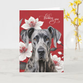 Great Dane White Lilies on Red Thinking of You Karte (Gelbe Blume)