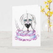 Great Dane White UC Geburtstagskuchen Karte (Gelbe Blume)