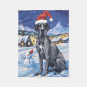 Great Dane Winter Wonderland Weihnachtsfreude Fleecedecke (Vorderseite)