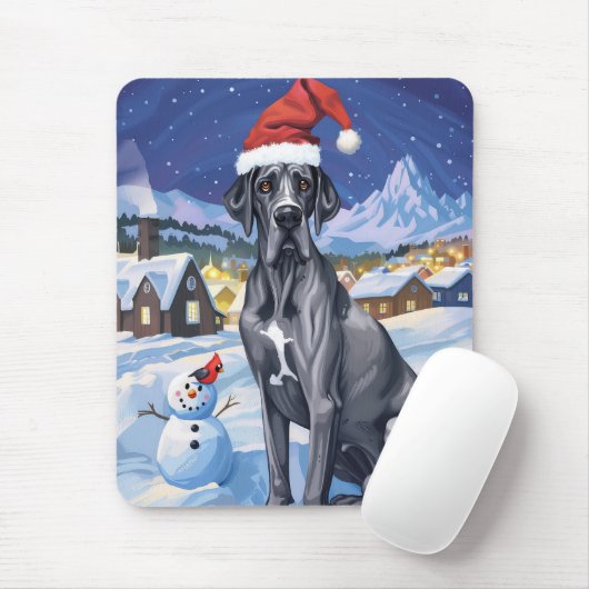 Great Dane Winter Wonderland Weihnachtsfreude Mousepad (Mit Mouse)