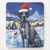 Great Dane Winter Wonderland Weihnachtsfreude Mousepad (Vorne)