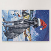 Great Dane Winter Wonderland Weihnachtsfreude Puzzle (Horizontal)