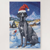 Great Dane Winter Wonderland Weihnachtsfreude Puzzle (Vertikal)