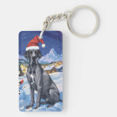 Great Dane Winter Wonderland Weihnachtsfreude Schlüsselanhänger (Rückseite)