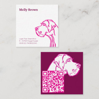 Great Dane zeichn und QR Code Quadratische Visitenkarte