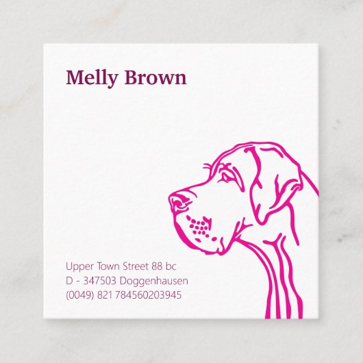 Great Dane zeichn und QR Code Quadratische Visitenkarte (Vorderseite)