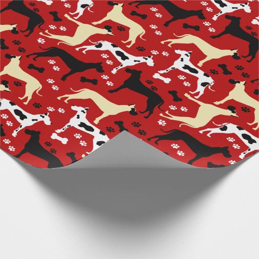 Great Dänen Red Pattern Wrapping Paper Geschenkpapier (Ecke)