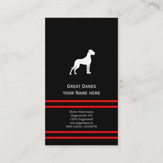 Great Danes Business Cards Visitenkarte (Rückseite)