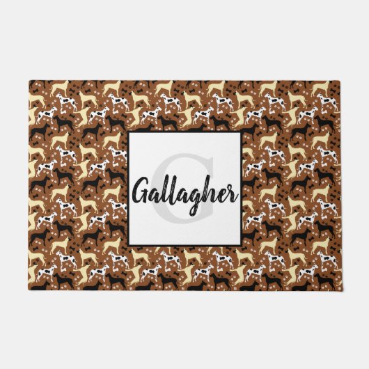 Great Danes Monogram Nachname Doormat Fußmatte (Vorderseite)