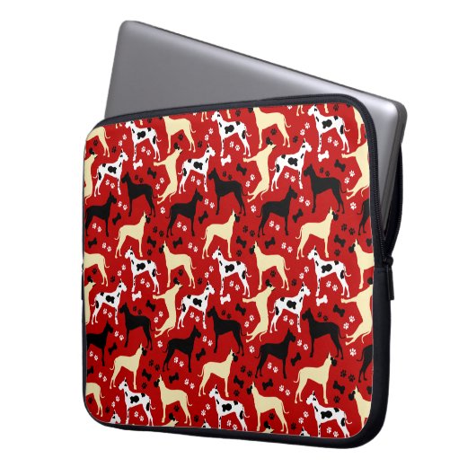 Great Danes Pattern Harlequin, Fawn, Black Dane Laptopschutzhülle (Vorderseite Links)