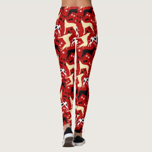 Great Danes Red Pattern Leggings (Rückseite)