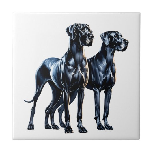 Great Danes Watercolor Fliese (Vorderseite)