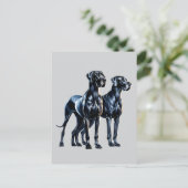 Great Danes Watercolor Postkarte (Stehend Vorderseite)