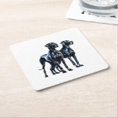Great Danes Watercolor Rechteckiger Pappuntersetzer (angewinkelt)