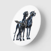 Great Danes Watercolor Runde Wanduhr (Winkel)