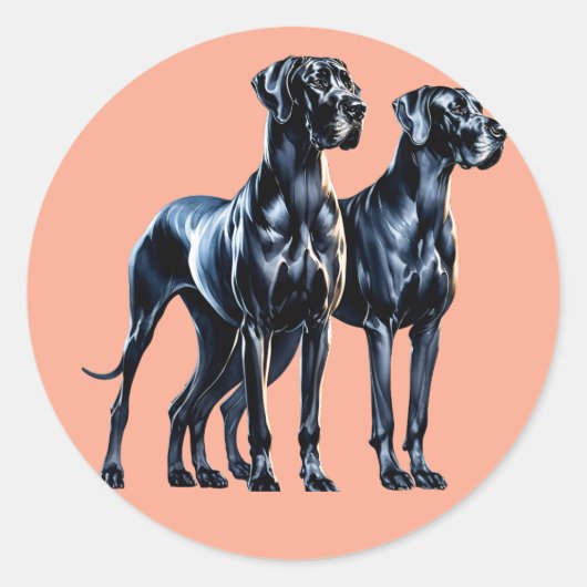 Great Danes Watercolor Runder Aufkleber (Vorderseite)