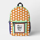 Great Day Polka Dots Orange Green Blue Bedruckter Rucksack (Vorderseite)
