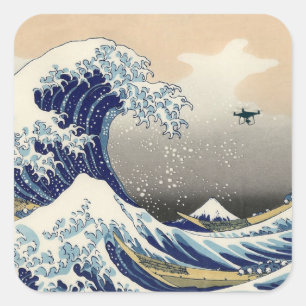 Great Drone Wave Off Kanagawa Quadratischer Aufkleber