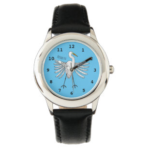 Great egret Cartoon Armbanduhr