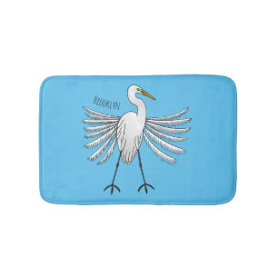 Great egret Cartoon Badematte