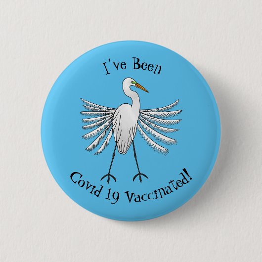 Great egret Cartoon Button (Vorderseite)