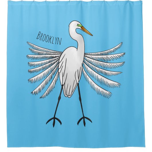 Great egret Cartoon Duschvorhang (Vorderseite)
