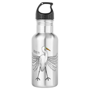 Great egret Cartoon Edelstahlflasche