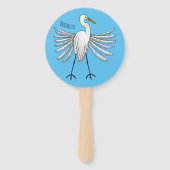 Great egret Cartoon Fächer (Rückseite)