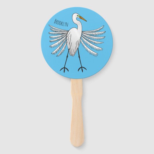 Great egret Cartoon Fächer (Vorderseite)