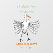 Great egret Cartoon Fensteraufkleber (Blatt)