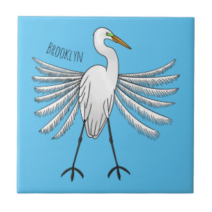 Great egret Cartoon Fliese