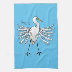 Great egret Cartoon Geschirrtuch