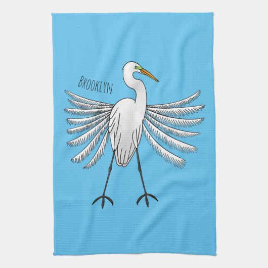 Great egret Cartoon Geschirrtuch (Vertikal)