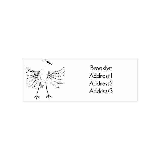 Great egret Cartoon Gummistempel (Prägung)