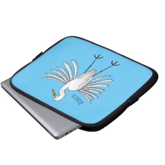 Great egret Cartoon Laptopschutzhülle (Vorne Knopf)