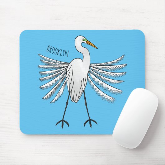 Great egret Cartoon Mousepad (Mit Mouse)