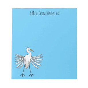 Great egret Cartoon Notizblock