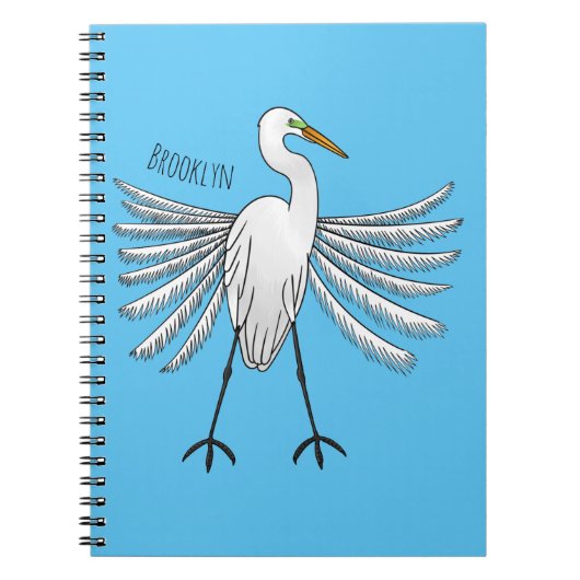 Great egret Cartoon Notizblock (Vorderseite)