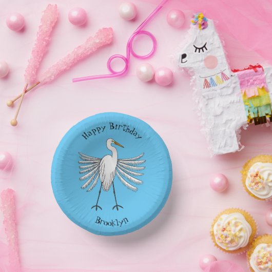 Great egret Cartoon Pappteller (Party)