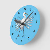 Great egret Cartoon Runde Wanduhr (Winkel)