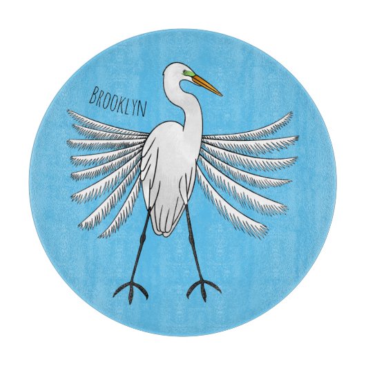 Great egret Cartoon Schneidebrett (Vorderseite)