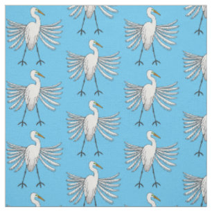 Great egret Cartoon Stoff