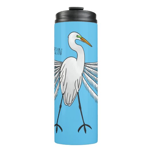 Great egret Cartoon Thermosbecher (Vorderseite)