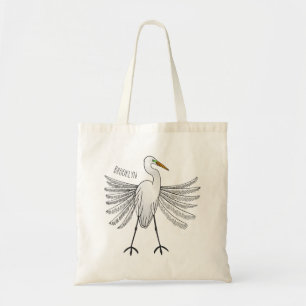 Great egret Cartoon Tragetasche